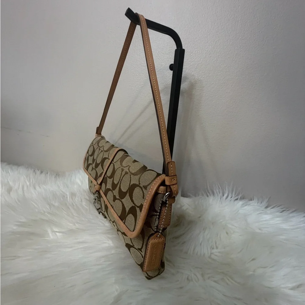 Coach Vintage Tan and Brown Signature Shoulder Bag # 6348